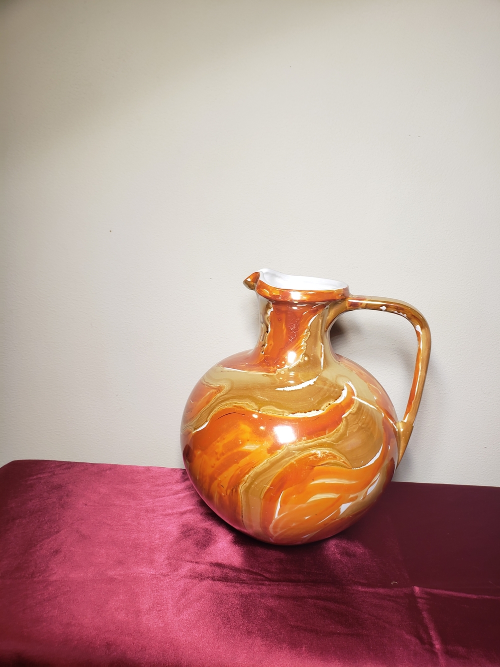 Handcrafted Orange and Cream Swirl Ceramic Art Vase